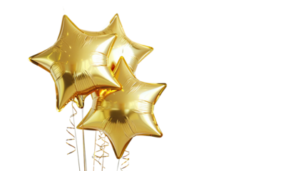 Gold star balloon on transparent background