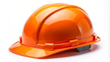 Fototapeta premium Orange Hard Hat Isolated On White Background. Safety Equipment For Construction Workers.