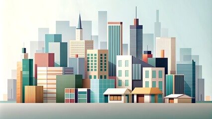 Obraz premium Urban Simplicity: A Minimalist Cityscape Generative AI artwork