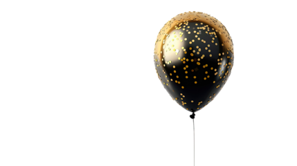 black balloon with confetti on a transparent background