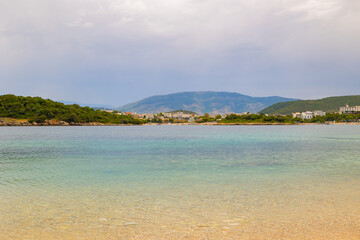 Scenic views of Ksamil on the Albanian Riviera along the southern coast of the Ionian Sea
