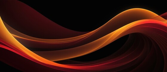 A vibrant abstract image featuring flowing waves of red and orange light against a black background, radiating energy and movement.