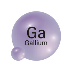 Gallium element icon. Ga symbol. Purple gradient spheres. Vector illustration.