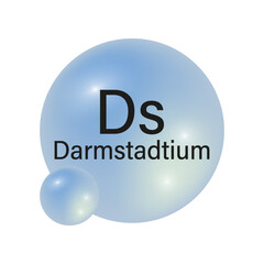 Element Ds icon. Darmstadtium symbol. Blue shiny sphere. Vector illustration.