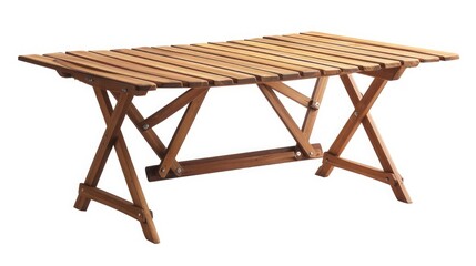 Craftsman-style outdoor table with foldable wooden legs and a portable design, ideal for picnics and camping