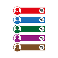Obraz premium User profile bars. Percentage symbols. Colorful design elements. Vector illustration.