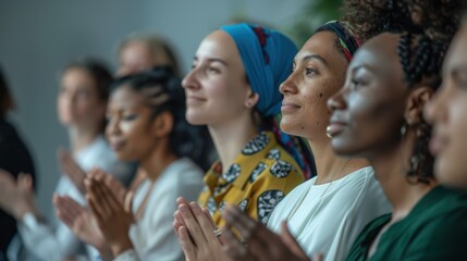 The diverse group clapping