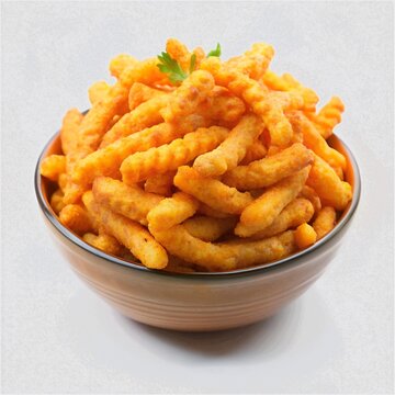 Fresh kurkure snacks isolated on white background
