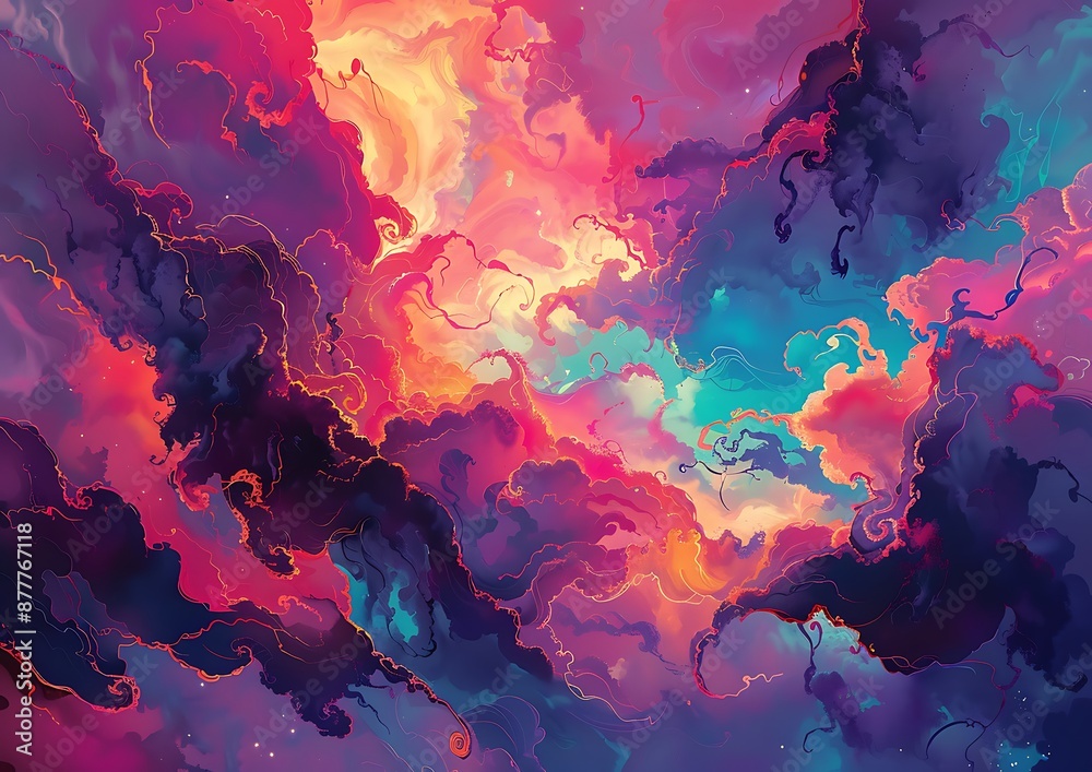 Poster abstract colorful clouds