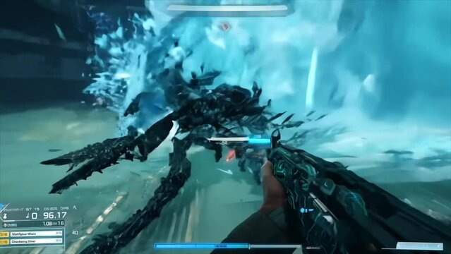 first person shooter alien enemy fight mock video game gameplay Generative AI