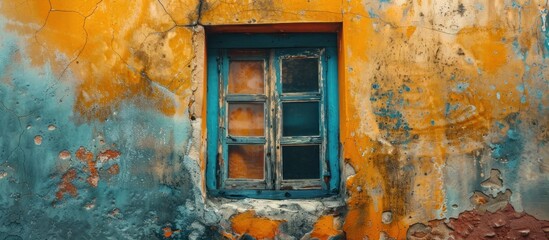 Weathered Window on a Rustic Wall