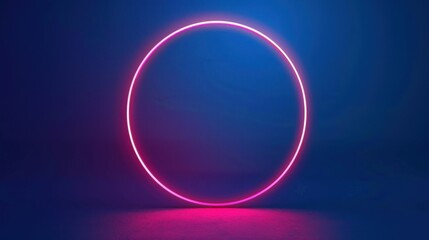 Obraz premium Pink Neon Circle on Blue Background