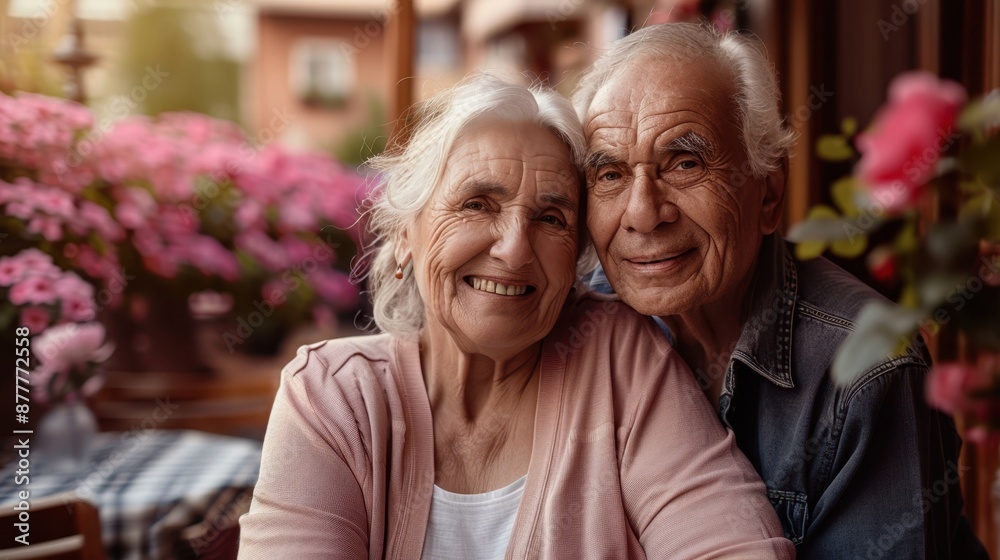 Sticker the happy elderly couple