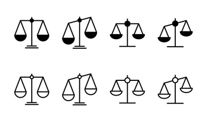 Scales icon set . Law scale icon. Justice sign