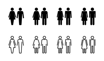 Man and woman icon set. male and female symbol