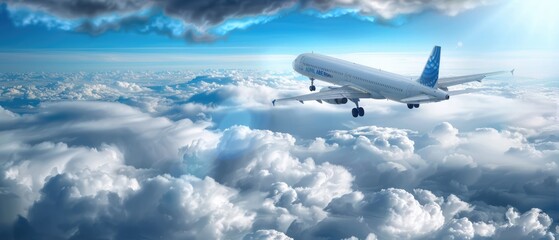 Fototapeta na wymiar plane above the clouds. travel concept