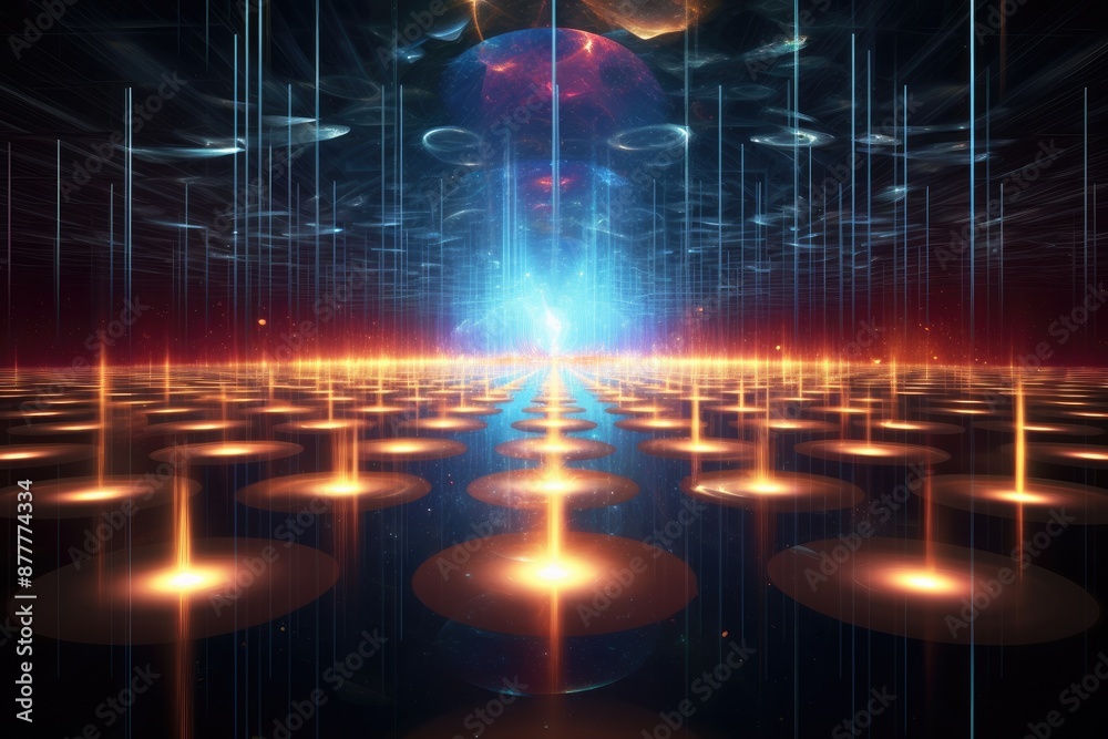 Aufkleber a futuristic space station with a large star in the middle, representation of the photoelectric effe