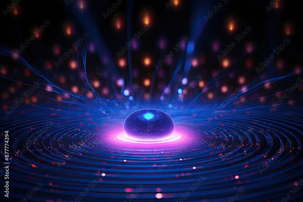 Aufkleber a futuristic space station with a large star in the middle, representation of the photoelectric effe