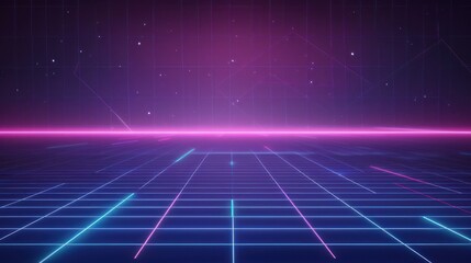 Retro Futuristic Grid with Neon Lights