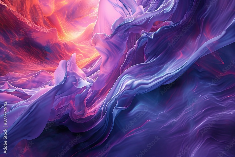Poster a purple and blue abstract painting, surreal abstract scene with melting and morphing shapes