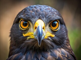 Majestic Verreaux's Eagle's intense gaze pierces through its piercing brown eyes, surrounded by a striking white forehead and dark feathers, showcasing its regal beauty up close.