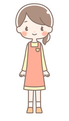 エプロンの女性イラスト｜全身
