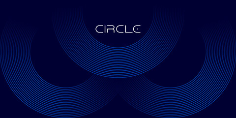 Abstract glowing geometric lines on dark background. Modern shiny circle lines pattern. Futuristic technology concept. Suit for cover, poster, banner, brochure, header, website