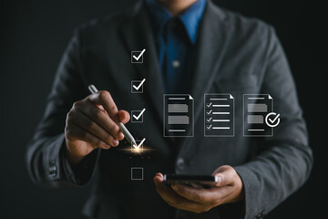 Document management concept. Business process workflow illustrating management approval and project...