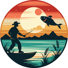Fishing Vector Illustration. Fishing T-Shirt Design.