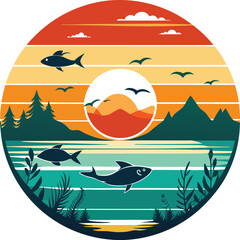 Fishing Vector Illustration. Fishing T-Shirt Design.