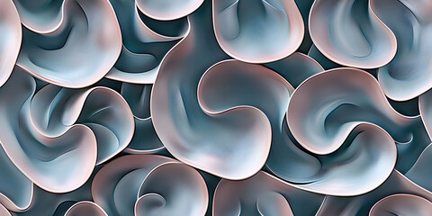 Obraz premium A Seamless Wallpaper of Vibrant Abstract Gray, Pink Fabric With a Large Number of Curves 3d Renders Waves of Artistic Creations, Wrapping Paper, Fabric and Textiles, Packaging, Digital Backgrounds