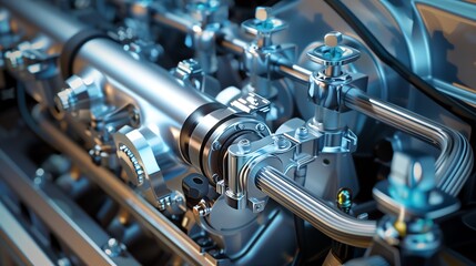Obraz premium Precision and Performance: High-Tech Fuel Injection Systems in Modern Cars
