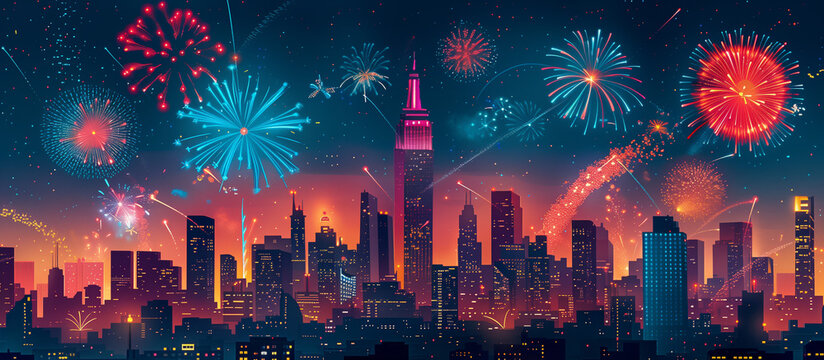 fireworks celebration background for social media banner, Ai generated Images