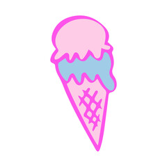 Hand drawn style ice cream on white background