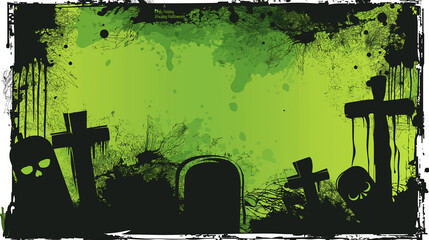 Green Grunge Background for Halloween with Copy space.