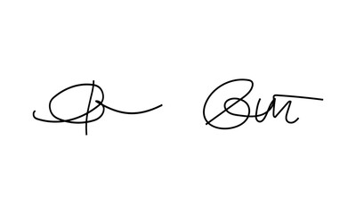 Hand drawn signature element on white background