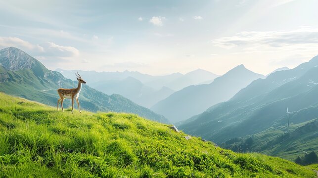 Beautiful landscapes showing harmony between renewable energy and animals, Landscape  Renewable  Animals, Eco Wildlife