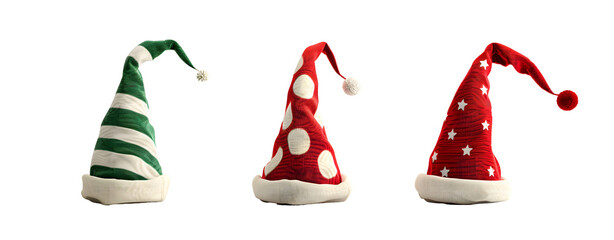 Christmas Elf Hats Isolated on a Transparent Background