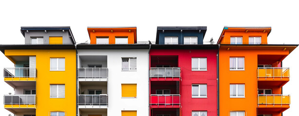 Colorful Buildings Isolated on a Transparent Background