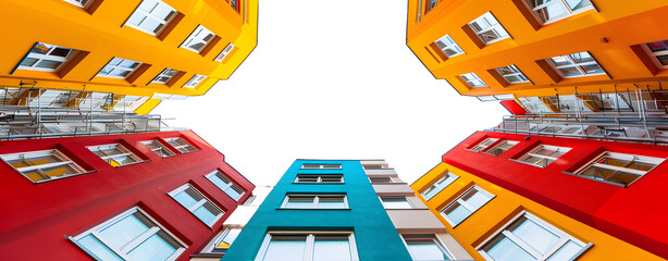 Colorful Buildings Isolated on a Transparent Background