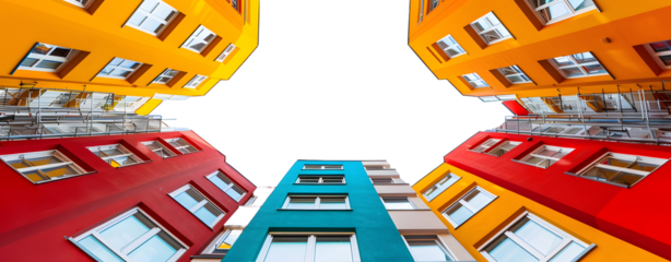 Colorful Buildings Isolated on a Transparent Background