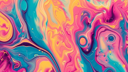 Abstract Swirls of Yellow, Pink, and Blue