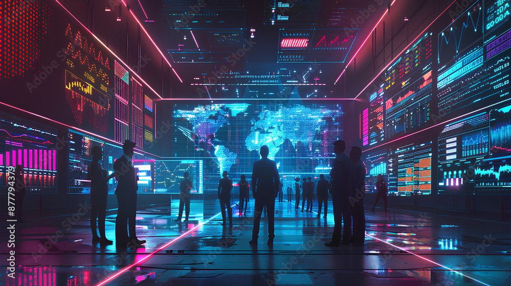 Canvas Prints futuristic technology concept. team of artificial intelligence software engineers and finance worker