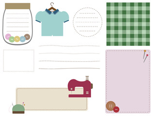 お裁縫道具がモチーフのイラスト