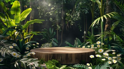 Wooden Platform in Lush Jungle