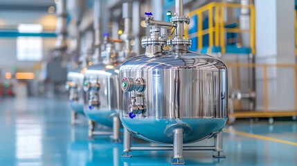 Polished stainless steel equipment, factory environment, Stainless  Factory  Polished, Industrial Elegance