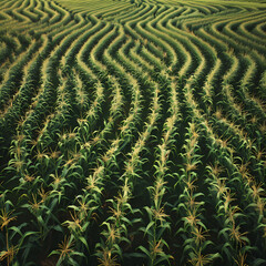 Wrapping Corn Rows in a Farm Field: Summer High-Resolution View