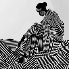 Obraz Cisza Linii – abstrakcyjna sylwetka w czerni i bieli