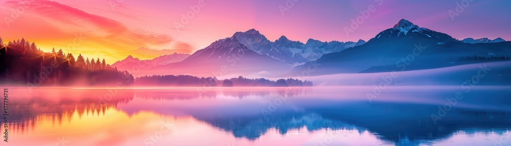 Canvas Prints Mountain Lake Sunrise.