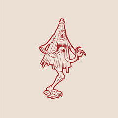 Vector image of Japanese demon Kasa-obake.